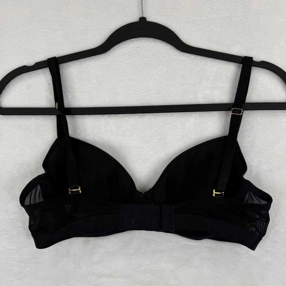 Soma Lightest Lift Smooth Demi‎ Bra Black 34B Mesh Wings 570149420
